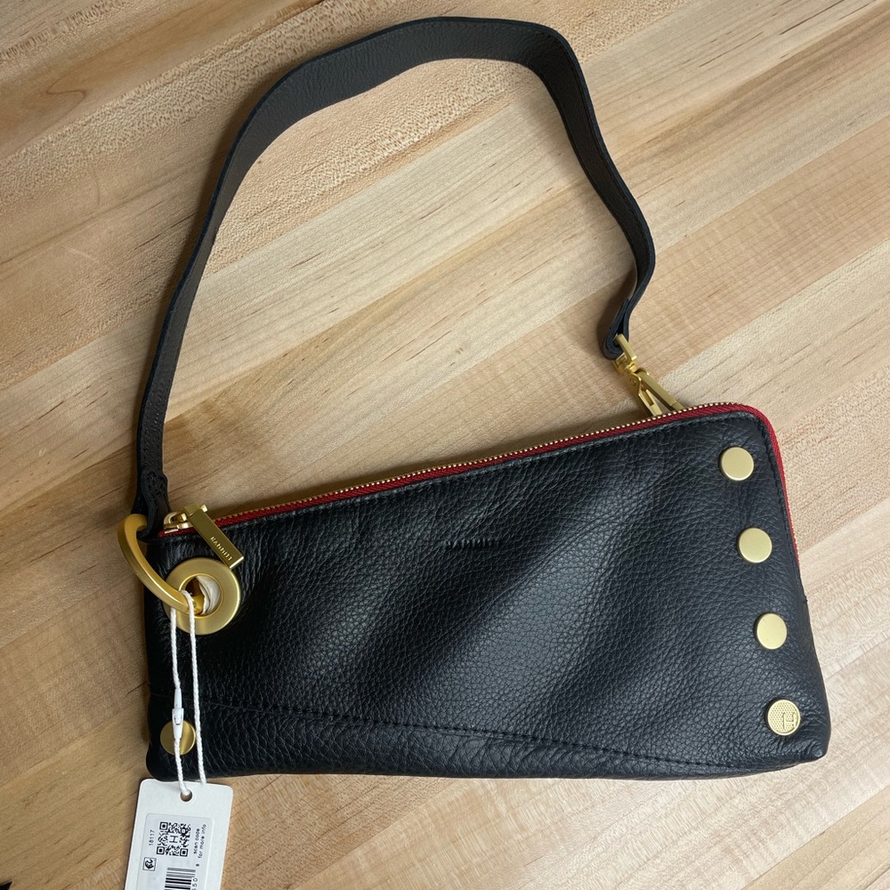 NWT Hammitt Nash Pochette Black w/Brushed Gold and Red Zip - Picture 2 of 16